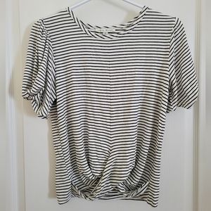 Black and White Stripped Crop Tee Shirt